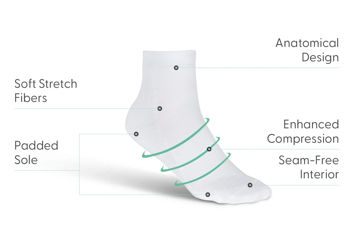 Compression Ankle Socks 20-30 mmHg - White